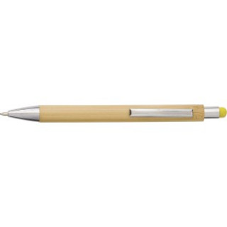 Bamboo and plastic ballpen Claire, yellow