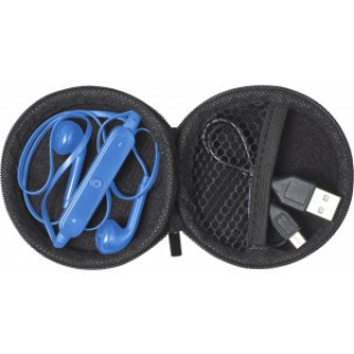 ABS pouch with earphones Aria, cobalt blue