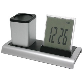 Multipurpose digital desk clock with pen
