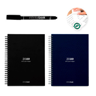 ZAČETNI KOMPLET INFINITE PLANNER A5. Komplet vsebuje "Infinite Diary" A5, komplet za čiščenje, marker in držalo za marker