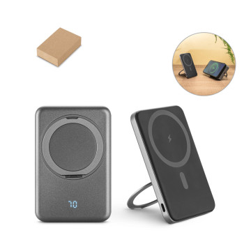 WARSHEL 5. 5'000 mAh magnetic power bank with 15W superfast wireless charger in recycled ABS (100% rABS) with stand