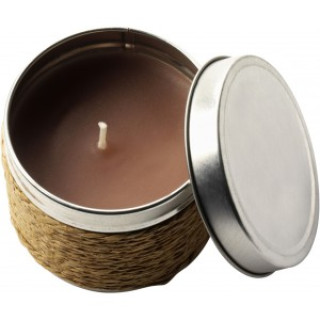 Tin with scented candle Zora, khaki