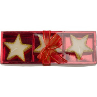 Three star-shaped candles Lorna, red