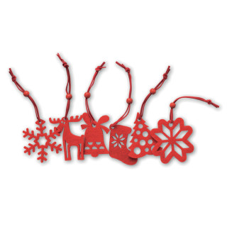 Set of 6 felt tree hangers ROUGE CX1335-05