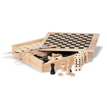 Šah, domino, dama in mikado v leseni škatli KC2941-40