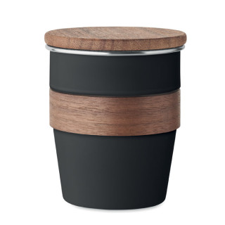 Kovinska skodelica z lesenim pokrovom 350ml WALNUT MO2322-03