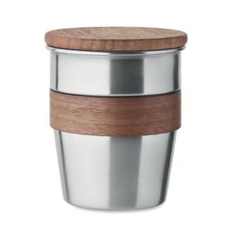 Kovinska skodelica z lesenim pokrovom 350ml WALNUT MO2322-16