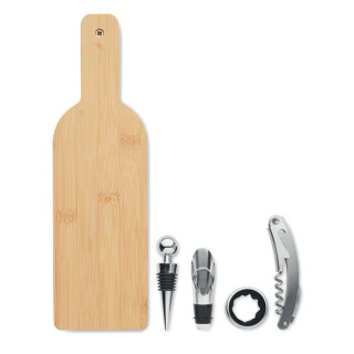 Komplet za vino v leseni škatli v obilik steklenice VINOVAULT SET MO2381-40