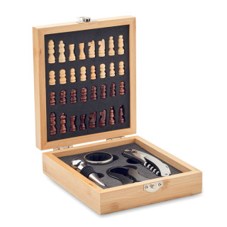 Set za vino v leseni škatli s šahom CHESSET MO2393-40