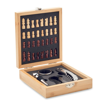 Set za vino v leseni škatli s šahom CHESSET MO2393-40