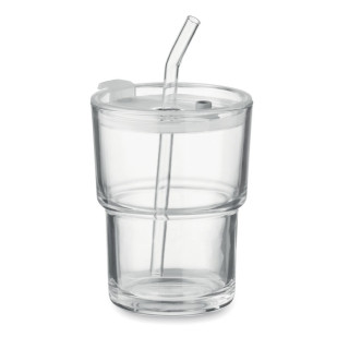 Glass tumbler with straw 400ml SIP MO2502-22