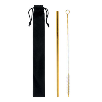 SS straw and brush in pouch