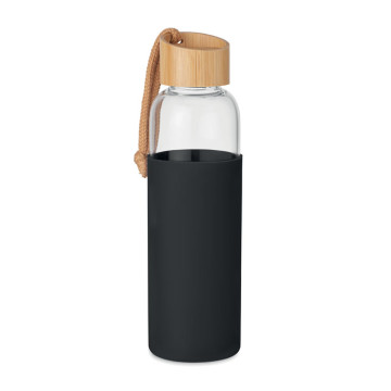 Steklenica s silikonskim ovojem in lesenim pokrovom 500ml MO6845-03