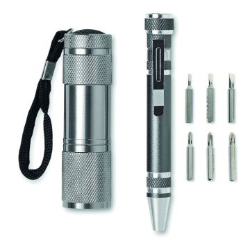Kovinski set orodja in svetilka v darilni škatli MO8559-18