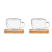 Set dveh espresso steklenih skodelic z lesenim podstavkom MO9709-22