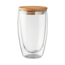 Skodelica z dvojno steno in pokrovom - borosilikatno steklo 450ml MO9721-22