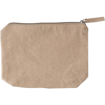 Recycled cotton cosmetic bag (180 gsm) Cressida, Brown/Khaki