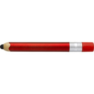 Plastic ballpen in the shape of a pencil., red