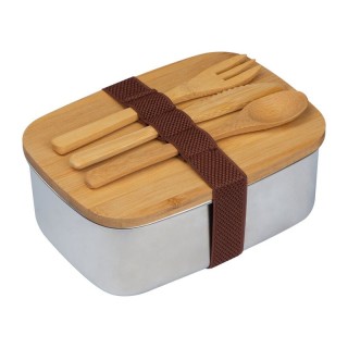 Škatla za kosilo z lesenim pokrovom in priborom Diest, beige 231313