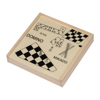Set iger v leseni škatli - šah, domino, dama in mikado Riga ECO, beige 269713
