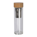 Steklenica za vodo z lesenim pokrovom, vstavkom za sadje ali čaj, dvojno steklo, 420ml EKO Bewood 134366