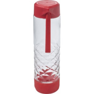 Glass drinking bottle (590ml), red