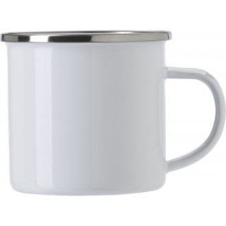 Enamel drinking mug (350 ml) Jamaal, white